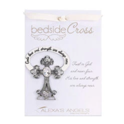 Roman Bedside Cross With 13 Crystals Figurine, 2.5"