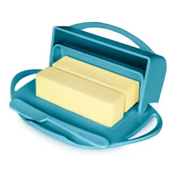 Aqua Butterie Flip-Top Butter Dish -Hallmark Shop Blue Plastic FlipTop Butter Dish With Knife BTRAQU1009 04
