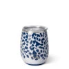 Swig Leopard Noir Stainless Steel Stemless Wine Glass, 14 Oz. -Hallmark Shop BlueWhite Leopard Pattern Insulated Wine Cup With Lid S107C14LN 01