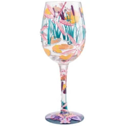 Lolita Dragonfly Magic Handpainted Wine Glass, 15 Oz.
