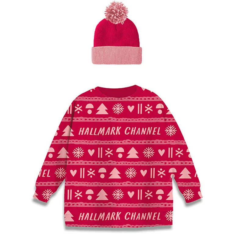 Hallmark Channel Knit Pattern Wine Sleeve And Hat, Set Of 2 1 Hallmark Channel Knit Pattern Wine Sleeve And Hat, Set Of 2