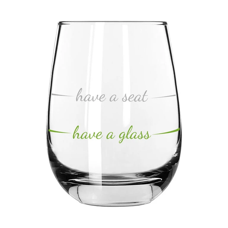 Have A Glass Have A Seat Stemless Wine Glass, 16 Oz. 1 Have A Glass Have A Seat Stemless Wine Glass, 16 Oz.