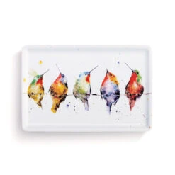 Demdaco Hummers On A Wire Ceramic Tray, 7.5x5