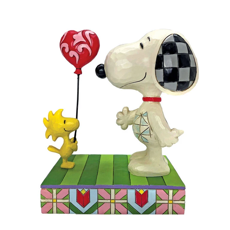Enesco Jim Shore Peanuts Woodstock And Snoopy Heart Balloon Figurine, 5" 1 Enesco Jim Shore Peanuts Woodstock And Snoopy Heart Balloon Figurine, 5"