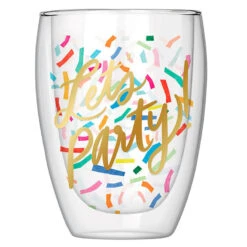 Let's Party Double-Wall Confetti Stemless Glass, 10 Oz.