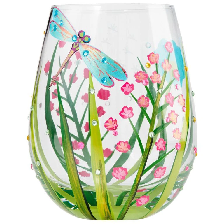 Lolita® Dragonfly Handpainted Stemless Wine Glass, 20 Oz. 1 Lolita® Dragonfly Handpainted Stemless Wine Glass, 20 Oz.