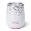 Swig Confetti Stainless Steel Stemless Wine Glass, 14 Oz. -Hallmark Shop Mini Dots on White Insulated Stemless Wine Glass S102C14CN 01