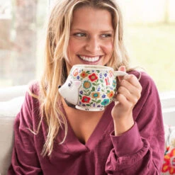 Natural Life Floral Hedgehog Sculpted Folk Mug, 16 Oz. -Hallmark Shop Natural Life Floral Hedgehog Sculpted Mug MUG404 03