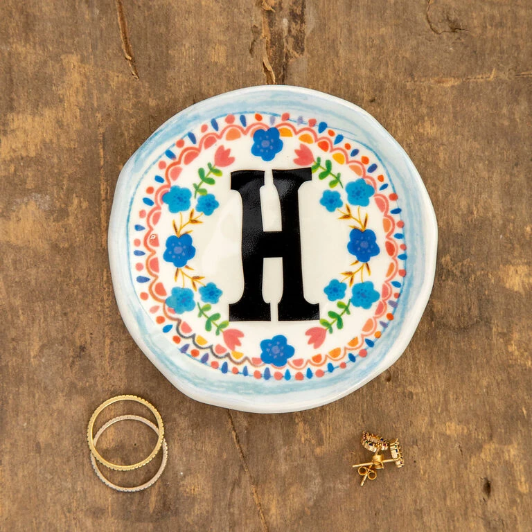 Natural Life Initial Trinket Dish, H 1 Natural Life Initial Trinket Dish, H