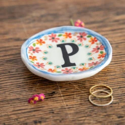 Natural Life Initial Trinket Dish, P 3 Natural Life Initial Trinket Dish, P -Hallmark Shop Natural Life Initial Trinket Dish DSH240 02
