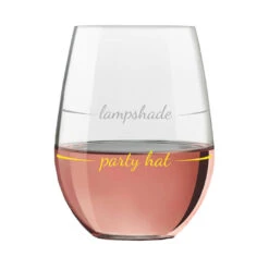 Party Hat Lampshade Stemless Wine Glass, 16 Oz. -Hallmark Shop Party HatLampshade Stemless Wine Glass PWSC6003 03