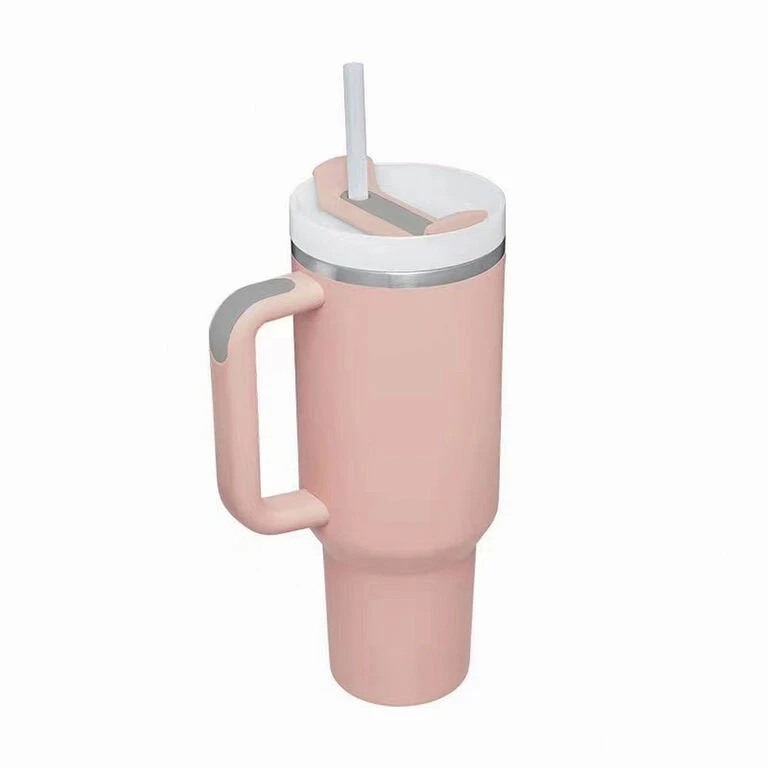 Peach Insulated Stainless Steel Travel Mug With Straw, 40 Oz. 1 Peach Insulated Stainless Steel Travel Mug With Straw, 40 Oz.