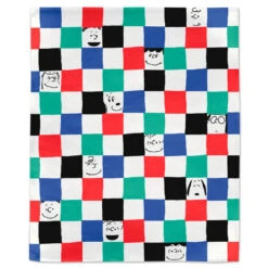 Hallmark Peanuts® Gang Checkered Throw Blanket, 50x60 -Hallmark Shop Peanuts Gang Faces and Colored Squares Blanket 1PAJ3534 03