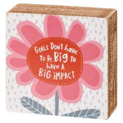 Primitives By Kathy Pink Flowers Goals Block Sign And Socks, Set Of 2 -Hallmark Shop Pink Flowers Goals Block Sign and Socks Set 111184 02