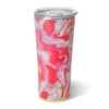 Swig Pink Lemonade Stainless Steel Tumbler, 22 Oz. -Hallmark Shop Pink and Yellow Swirls Insulated Drinking Glass S102C22PL 01