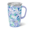 Swig Morning Glory Stainless Steel Travel Mug, 18 Oz. 2 Swig Morning Glory Stainless Steel Travel Mug, 18 Oz. -Hallmark Shop Purple and Blue Floral Insulated Slim Travel Mug S102C18MN 01