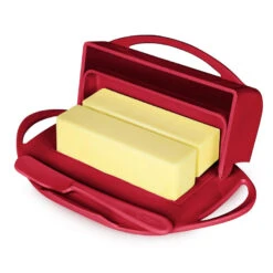 Red Butterie Flip-Top Butter Dish -Hallmark Shop Red Plastic FlipTop Butter Dish With Knife BTRRED1003 04