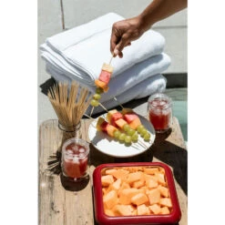 Red Fancy Panz Square Foil Pan Serving Tray -Hallmark Shop Red Square Serving Tray With Lid for 8x8 Foil Pans FP88002 02