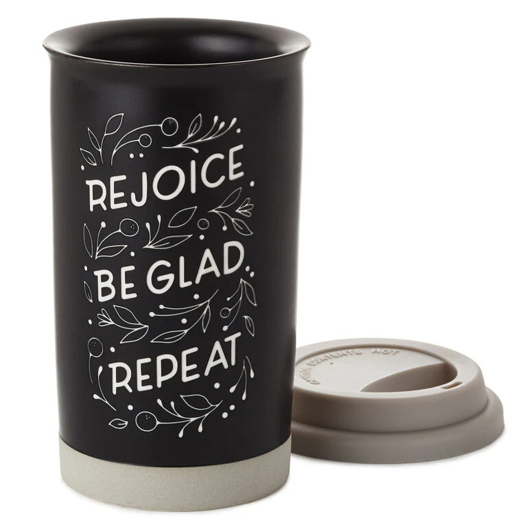Hallmark Rejoice Repeat Ceramic Travel Mug, 12 Oz. 3 Hallmark Rejoice Repeat Ceramic Travel Mug, 12 Oz. - Image 3