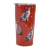 E&S Pets Silver Tabby Cat Stainless Steel Tumbler, 20 Oz. -Hallmark Shop Silver Tabby Cats on Red Stainless Steel Tumbler 1169 01