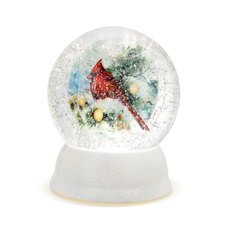 Demdaco Snow Frosted Cardinal Snow Globe With Light, 6" H 1 Demdaco Snow Frosted Cardinal Snow Globe With Light, 6" H