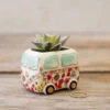 Natural Life Faux Succulent In Van Planter, 2" -Hallmark Shop Tiny VW Van Ceramic Planter With Faux Succulent PLNT059 01