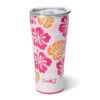 Swig Island Bloom Stainless Steel Tumbler, 32 Oz. -Hallmark Shop Tropical Flowers on White Insulated Drinking Glass S102C32PI 01