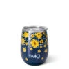 Swig Lazy Daisy Stainless Steel Stemless Wine Glass, 14 Oz. 5 Swig Lazy Daisy Stainless Steel Stemless Wine Glass, 14 Oz. -Hallmark Shop Yellow Daisies on Blue Insulated Wine Cup With Lid S102C14LD 01