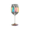 Lolita Love Your Stripes Handpainted Wine Glass, 15 Oz. -Hallmark Shop Zebra Stripes Handpainted Wine Glass 6010156 01